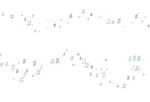 ljusblå, röd vektorstruktur med musiknoter. vektor