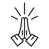 Hände gefaltet im Gebetssymbol, Umrissstil vektor