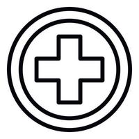 medizinisches Kreuzkreissymbol, Umrissstil vektor