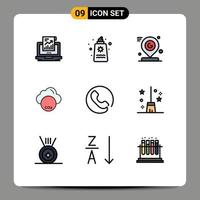 9 universelle, gefüllte, flache Farbzeichen, Symbole von Co-Invironmental Romance Mark Pin editierbare Vektordesign-Elemente vektor