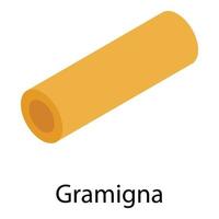 gramigna-pasta-ikone, isometrischer stil vektor