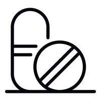 Symbol für medizinische Pillen, Umrissstil vektor