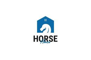platt häst hus logotyp design vektor mall illustration