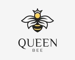 Honigbiene Insekt Flügel Fliegen Summen Bienen Krone Königin König Prinzessin Maskottchen Cartoon Vektor Logo Design