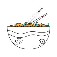Ramen nudel soppa. japansk populär maträtt. vektor illustration