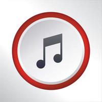 musik knapp platt ikon knapp med röd lutning cirkel vektor design