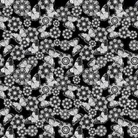 Nahtloses Muster mit Schmetterlingen und Schneeflocken in Doodle-Technik vektor