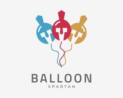 ballon geburtstagsfeier party überraschung spartanischer helm krieger gladiator vektor logo design