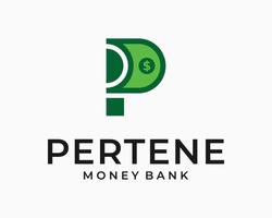 brev p monogram pengar dollar kontanter valuta finansiera företag bank betalning vektor logotyp design