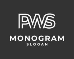 buchstabe pws monogramm lineare linie kunstumriss einfaches minimal minimalistisches modernes flaches vektorlogodesign vektor