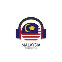 Malaysia-Kopfhörer-Flaggenvektor auf weißem Hintergrund. vektor