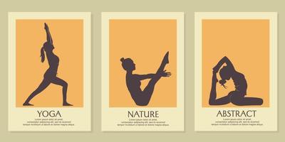 cover design mit yoga pose woman illustration.template für medizin, spa, ayurveda, yoga und natürliche organische themen. vektor