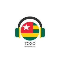 Togo-Kopfhörer-Flaggenvektor auf weißem Hintergrund. vektor