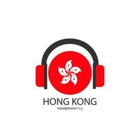 Hongkong-Kopfhörer-Flaggenvektor auf weißem Hintergrund. vektor