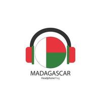 Madagaskar-Kopfhörer-Flaggenvektor auf weißem Hintergrund. vektor