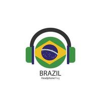 Brasilien hörlurar flagga vektor på vit bakgrund.