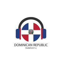Dominikanische Republik Kopfhörer Flaggenvektor auf weißem Hintergrund. vektor