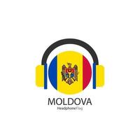 Republik Moldau Kopfhörer Flaggenvektor auf weißem Hintergrund. vektor