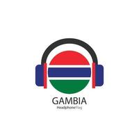 Gambia-Kopfhörer-Flaggenvektor auf weißem Hintergrund. vektor