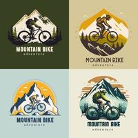 Mountainbike-Logo-Set-Sammlung Fahrrad-Downhill-Vintage-Logo-Label-Abzeichen vektor