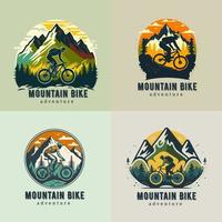 Mountainbike-Logo-Set-Sammlung Fahrrad-Downhill-Vintage-Logo-Label-Abzeichen vektor