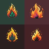 varm brand flamma logotyp ikon samling uppsättning i vektor illustration