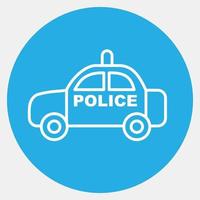 Symbol Polizeiauto. Transportelemente. Symbole im blauen Stil. gut für Drucke, Poster, Logos, Schilder, Werbung usw. vektor