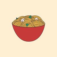 Ramen nudel soppa. japansk populär maträtt. vektor illustration