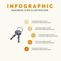 Schlüssel Tür Haus solide Symbol Infografiken 5 Schritte Präsentation Hintergrund vektor