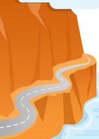 ett väg går längs de orange berg Nedan blå vatten vektor