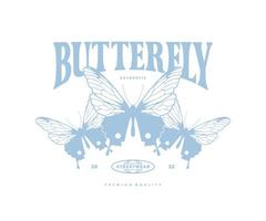 Vintage-Illustration von Schmetterlingst-shirt-Design, Vektorgrafik, typografischem Poster oder T-Shirts Streetwear und urbanem Stil vektor