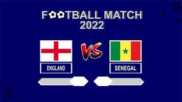 england vs senegal fußballpokal 2022 blauer vorlagenhintergrundvektor für zeitplan oder ergebnisspiel vektor