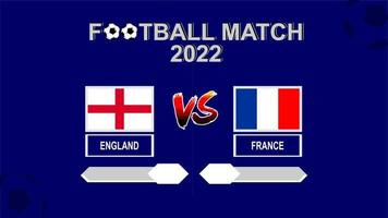 england vs frankreich fußballpokal 2022 blauer vorlagenhintergrundvektor für zeitplan- oder ergebnisspielviertelfinale vektor