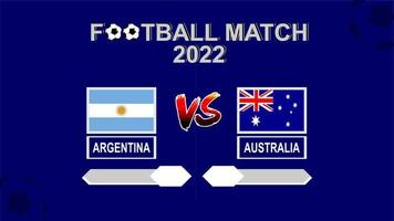 argentina mot Australien fotboll kopp 2022 blå mall bakgrund vektor för schema eller resultat match runda av 16