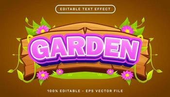Garten 3D-Texteffekt und bearbeitbarer Texteffekt vektor