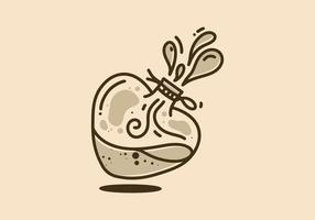årgång konst illustration av en hjärta flaska vektor