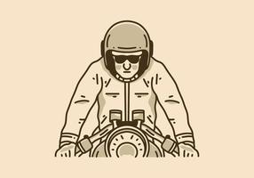 årgång konst illustration av en man på en motorcykel vektor
