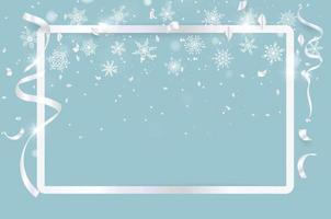 frohe weihnachten und guten rutsch ins neue jahr mit silberkonfettifeier und schneeflockenhintergrund. Vektor-Illustration vektor