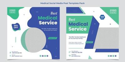 bäst medicinsk service social media och Instagram posta baner mall design vektor