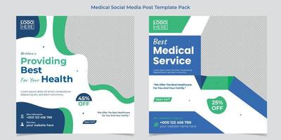 medicinsk sjukvård webb baner eller fyrkant flygblad eller social media posta mall design vektor