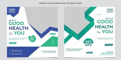 quadratischer flyer für medizinische versorgung und postvorlagendesign für soziale medien vektor