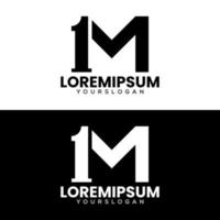siffra 1 och brev m logotyp design vektor