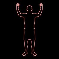 Neon Mann glücklich jeden treffen Silhouette treffen Freude Konzept Vorderansicht Symbol Farbe rot Vektor Illustration Bild flachen Stil