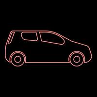 Neon-Mini-Auto kompakte Form für Reisen Racing Symbol rote Farbe Vektor Illustration Bild flachen Stil