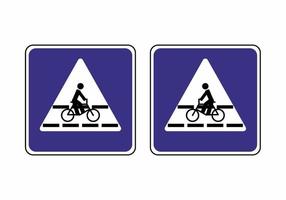 Verkehrszeichen für Radfahrer eingestellt. Fahrradweg Zeichen der Bewegungsrichtung. Zeichen, das die Regel anzeigt. route für tretfahrräder quadratische vorlage. vektorillustration im flachen stil. vektor