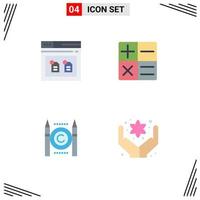 flaches Icon-Paket mit 4 universellen Symbolen der Archivierung digitaler Datei Business Care editierbare Vektordesign-Elemente vektor