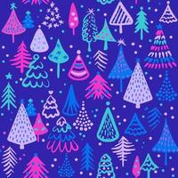 sömlös mönster med hand dragen jul träd vektor