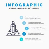 Einhorn Startup Business Rocket Startup Liniensymbol mit 5 Schritten Präsentation Infografiken Hintergrund vektor