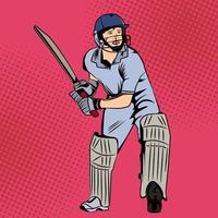 Pop-Art-Comic-Cricket-Spieler-Vektor-Illustration vektor