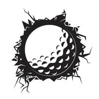 Golfball rissige Wand. Golfclub-Grafikdesign-Logos oder -Symbole. Vektor-Illustration.